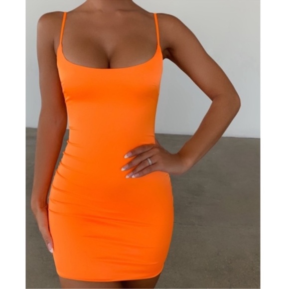 Oh Polly Vibrant Orange Mini  Dress - Picture 1 of 11